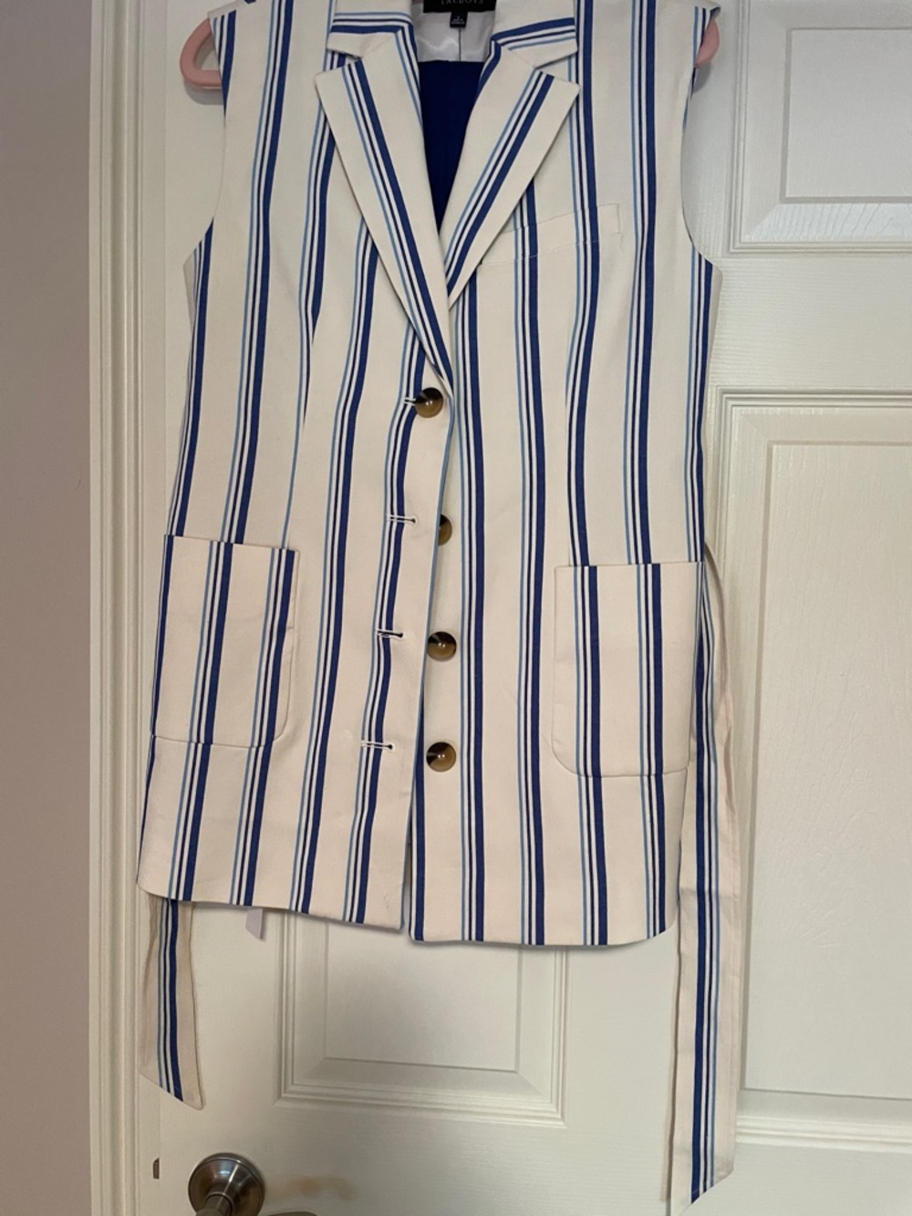 Talbots Blue and White Striped vest